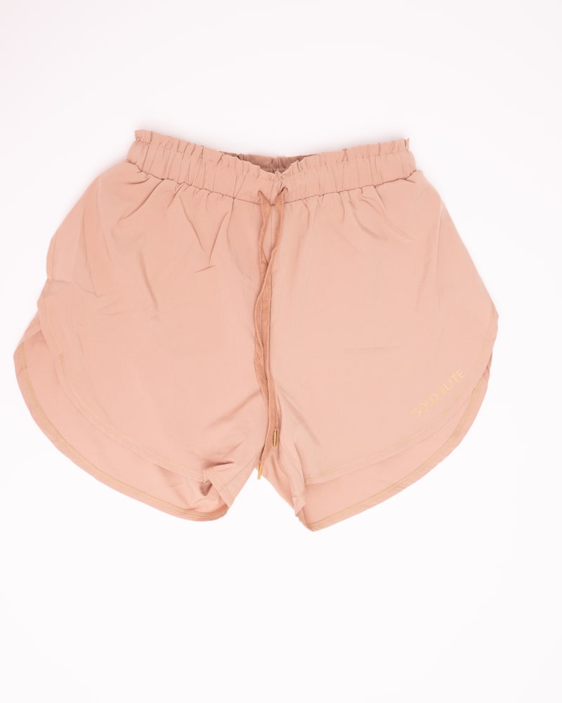 Front of a size XL Flowy High Waisted Shorts with Liner in Nude by Gold Elite Apparel. | dia_product_style_image_id:284829